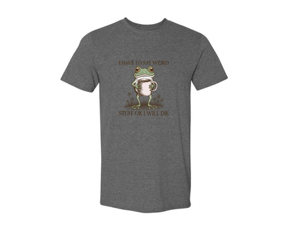 brand:Generic|color:Heather Dark Grey|Weird Frog Meme Retro Frog Quote Graphic T-Shirt