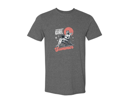 brand:Generic|color:Heather Dark Grey|Retro Pregnant Girl Summer Cat Shirt Graphic T-Shirt