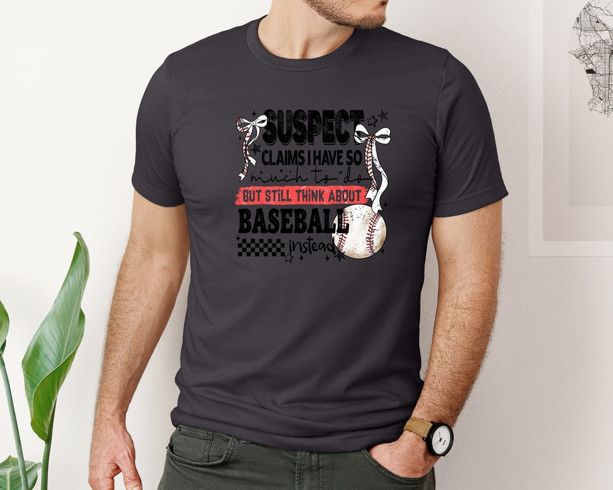 brand:Bella Canvas|color:Heather Dark Grey|Baseball Bow Mom Quote Retro Distressed Graphic T-Shirt