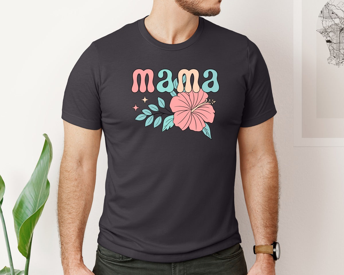 brand:Bella Canvas|color:Heather Dark Grey|Mama Mom T Shirt 4 Graphic T-Shirt