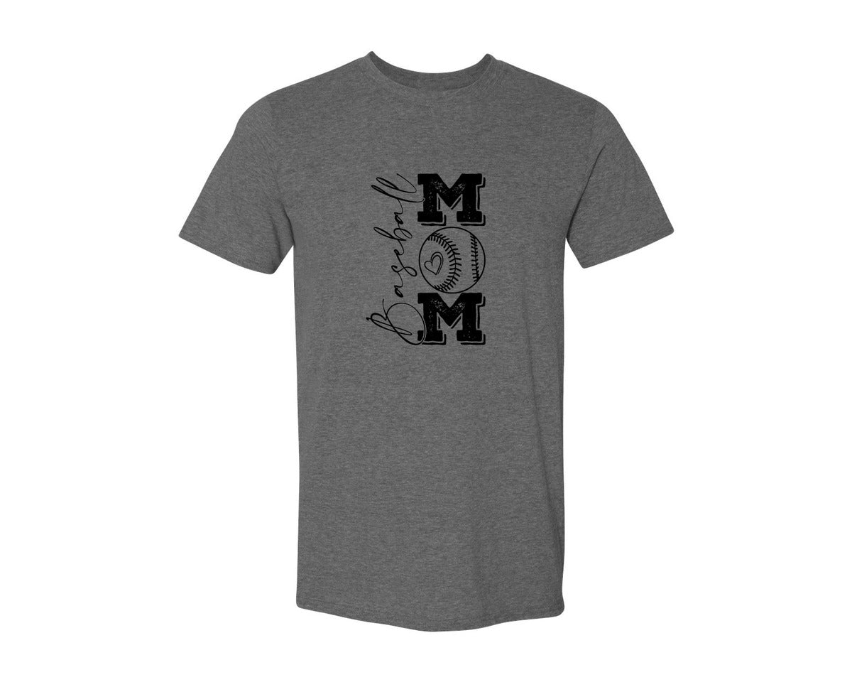 brand:Generic|color:Heather Dark Grey|Baseball Mama 16 Graphic T-Shirt