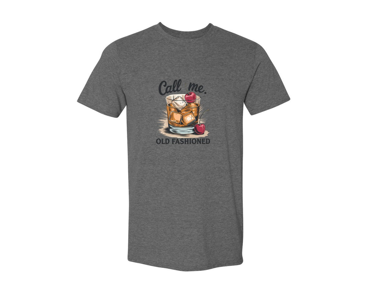 brand:Generic|color:Heather Dark Grey|Call Me Old Fashioned Retro Whiskey 2 Graphic T-Shirt