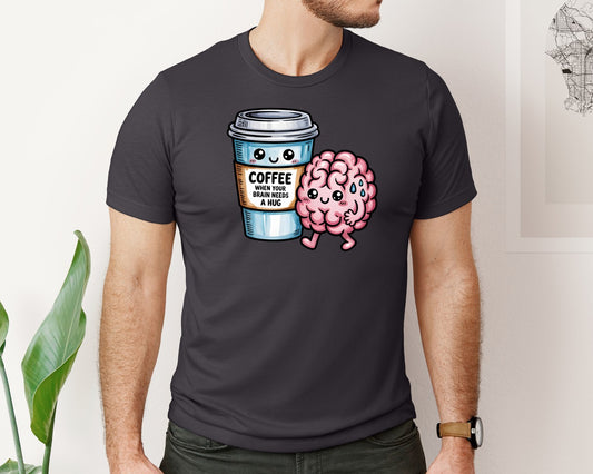 Whimsical Coffee Hug Graphic T-Shirt