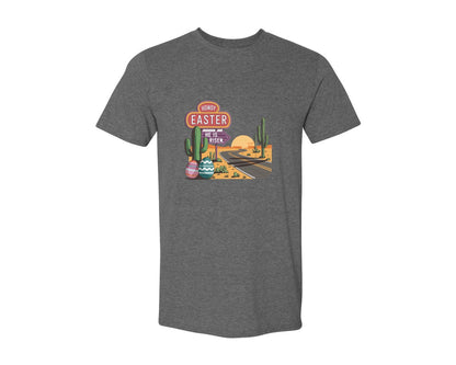 brand:Generic|color:Heather Dark Grey|Howdy Easter Western Desert Easter 3 Graphic T-Shirt