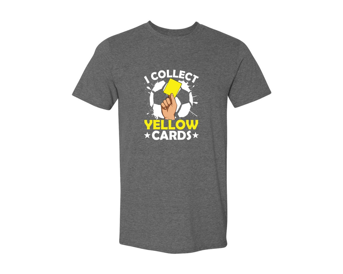 brand:Generic|color:Heather Dark Grey|I Collect Yellow Cards Soccer T Shirt Graphic T-Shirt