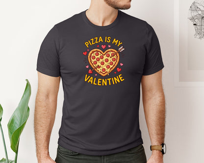 brand:Bella Canvas|color:Heather Dark Grey|Pizza Is My Valentine 4 Graphic T-Shirt