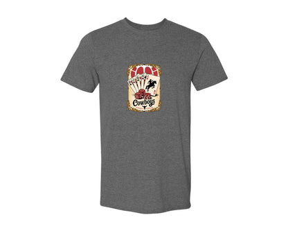 brand:Generic|color:Heather Dark Grey|Long Live Cowboys Strong Fearles Graphic T-Shirt