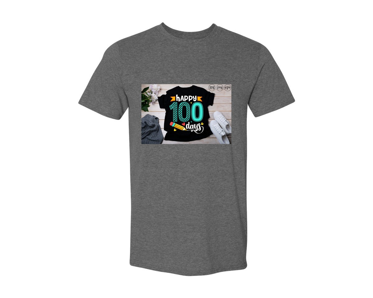 brand:Generic|color:Heather Dark Grey|100 Days Of School Shirt 10 Graphic T-Shirt