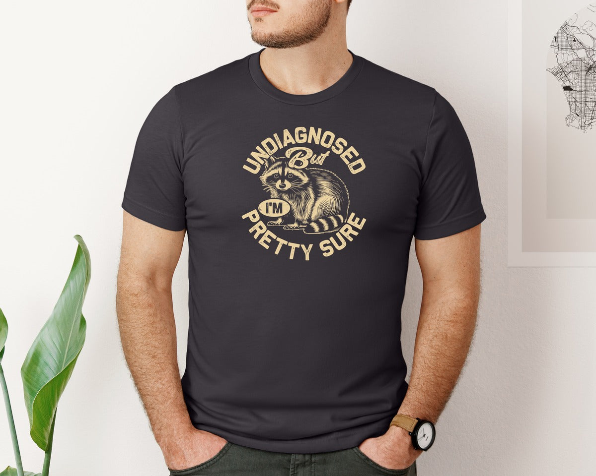 brand:Bella Canvas|color:Heather Dark Grey|Funny Raccoon Meme T Shirt 2 Graphic T-Shirt