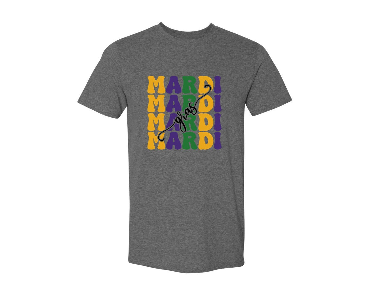 brand:Generic|color:Heather Dark Grey|Mardi Gras 24 Graphic T-Shirt