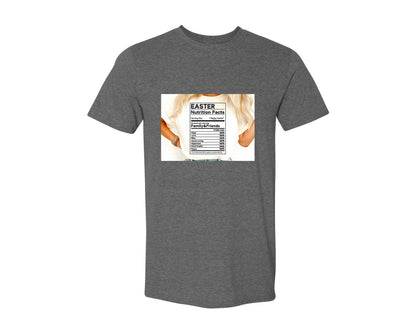 brand:Generic|color:Heather Dark Grey|Easter Nutrition Facts Easter 2 Graphic T-Shirt