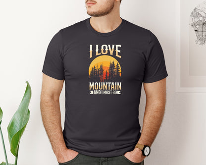 brand:Bella Canvas|color:Heather Dark Grey|Wild Life Experience Mountain Hiking Tee 3 Graphic T-Shirt