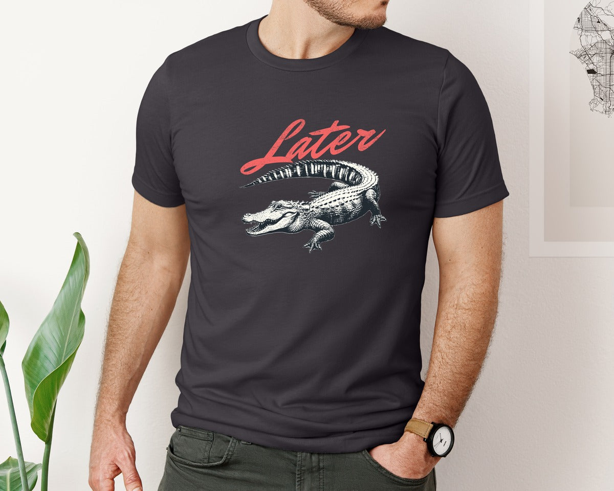 brand:Bella Canvas|color:Heather Dark Grey|Later Gator Shirt Graphic T-Shirt