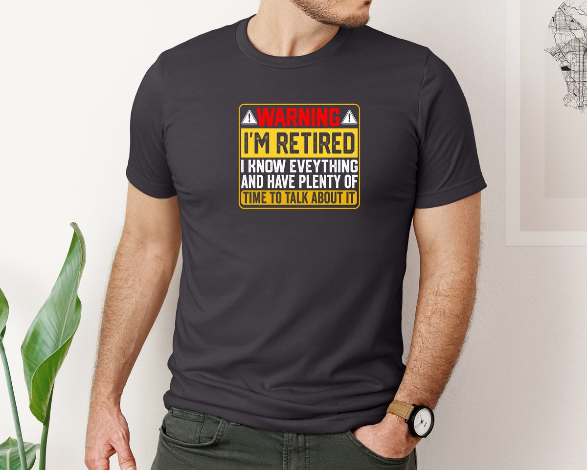 brand:Bella Canvas|color:Heather Dark Grey|Warning Im Retired Career T Shirt Graphic T-Shirt