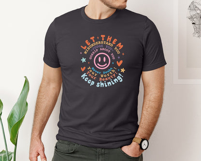brand:Bella Canvas|color:Heather Dark Grey|Let Them Keep Shining Inspirat Graphic T-Shirt