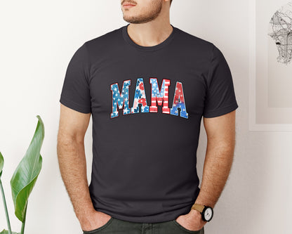 brand:Bella Canvas|color:Heather Dark Grey|American Mama Retro 4Th Of July Varsity 2 Graphic T-Shirt