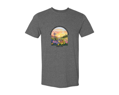 brand:Generic|color:Heather Dark Grey|Floral Christian Bible Verse Graphic T-Shirt