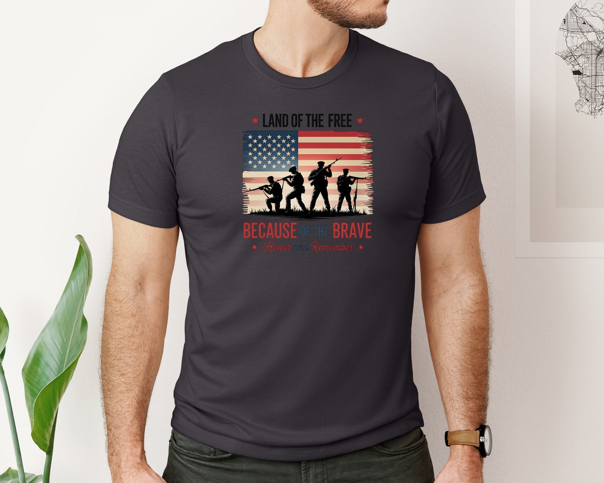 brand:Bella Canvas|color:Heather Dark Grey|Land Of The Free 4Th Of July 6 Graphic T-Shirt