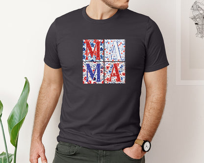 brand:Bella Canvas|color:Heather Dark Grey|4Th Of July Mama Patriotic Mom Graphic T-Shirt