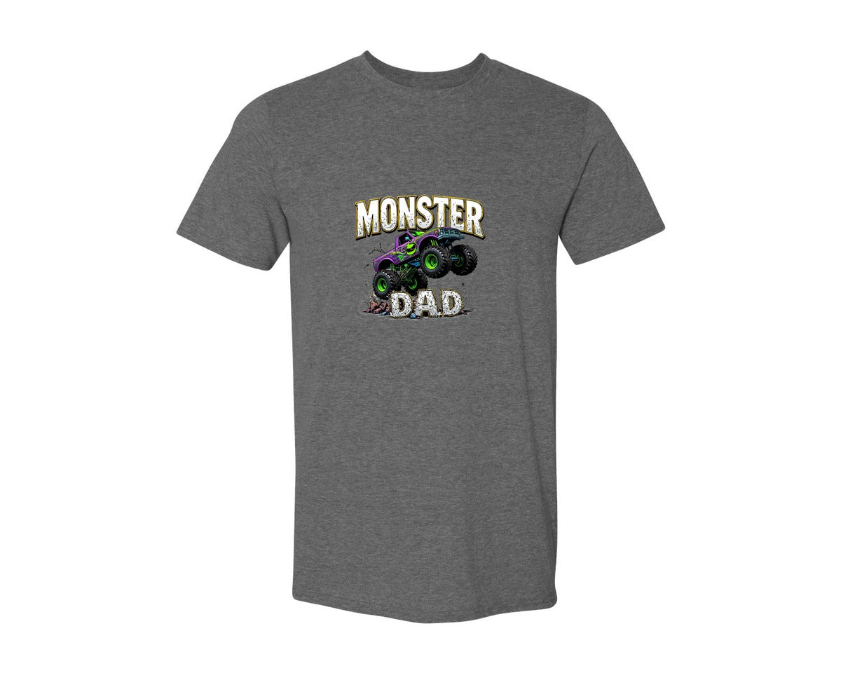 brand:Generic|color:Heather Dark Grey|Fathers Day Monster Truck T Shirtdesign Graphic T-Shirt