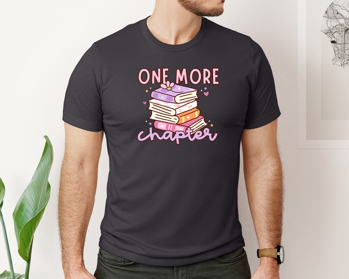 brand:Bella Canvas|color:Heather Dark Grey|One More Chapter Reading Bookish Graphic T-Shirt