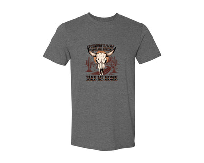 brand:Generic|color:Heather Dark Grey|Country Roads Take Me Home Western 5 Graphic T-Shirt