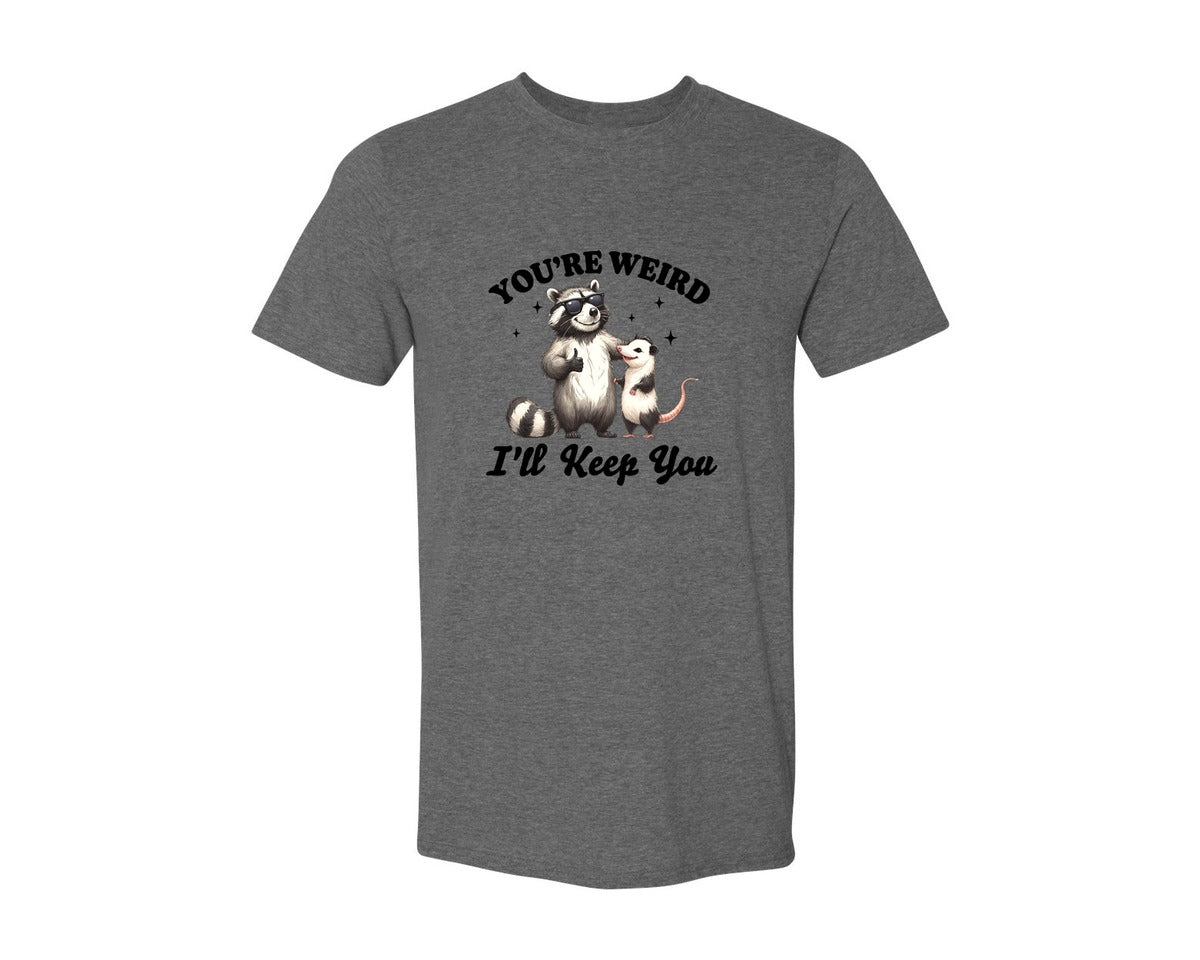 brand:Generic|color:Heather Dark Grey|Sarcastic Funny Raccoon Possum Weird Graphic T-Shirt