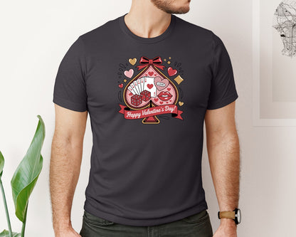 brand:Bella Canvas|color:Heather Dark Grey|Western Valentine Happy Valentines Graphic T-Shirt