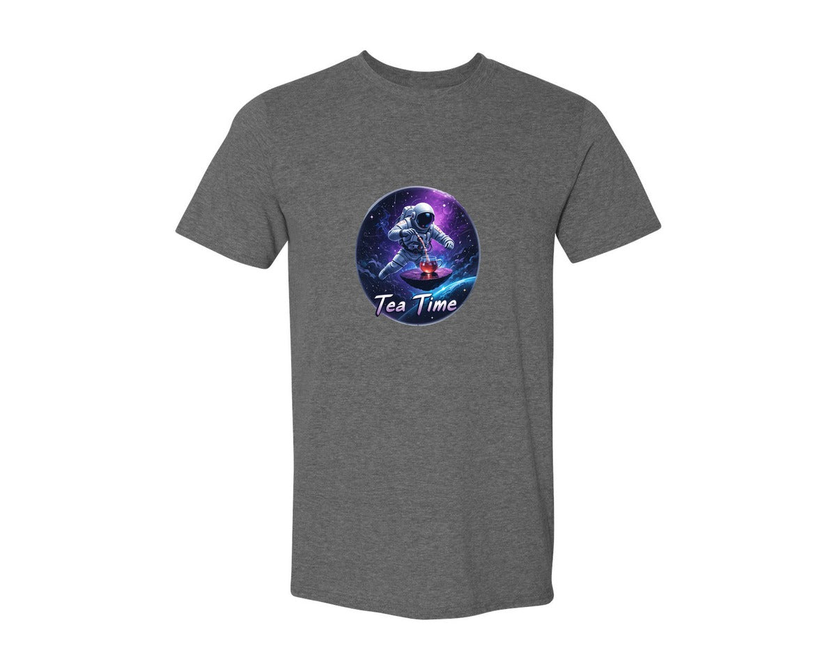brand:Generic|color:Heather Dark Grey|Astronaut Tea Time In Space T Shirt Graphic T-Shirt