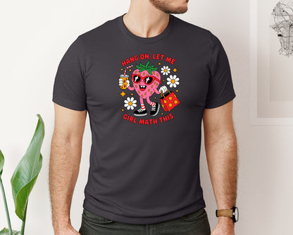 brand:Bella Canvas|color:Heather Dark Grey|Girl Math Strawberry Meme Trend Graphic T-Shirt