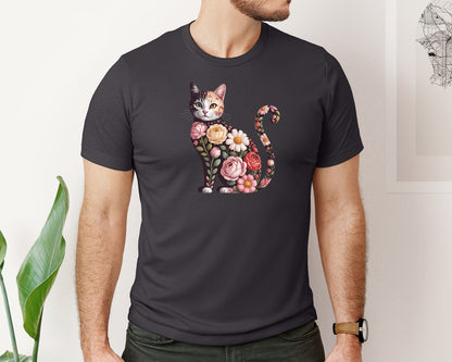brand:Bella Canvas|color:Heather Dark Grey|Valentine Cat Heart Love Cat 2 Graphic T-Shirt