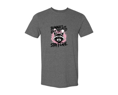brand:Generic|color:Heather Dark Grey|Bunnies Are Overrated Stay Feral 2 Graphic T-Shirt