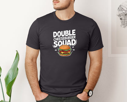 brand:Bella Canvas|color:Heather Dark Grey|Double Cheeseburger Squad T Shirt Design 2 Graphic T-Shirt