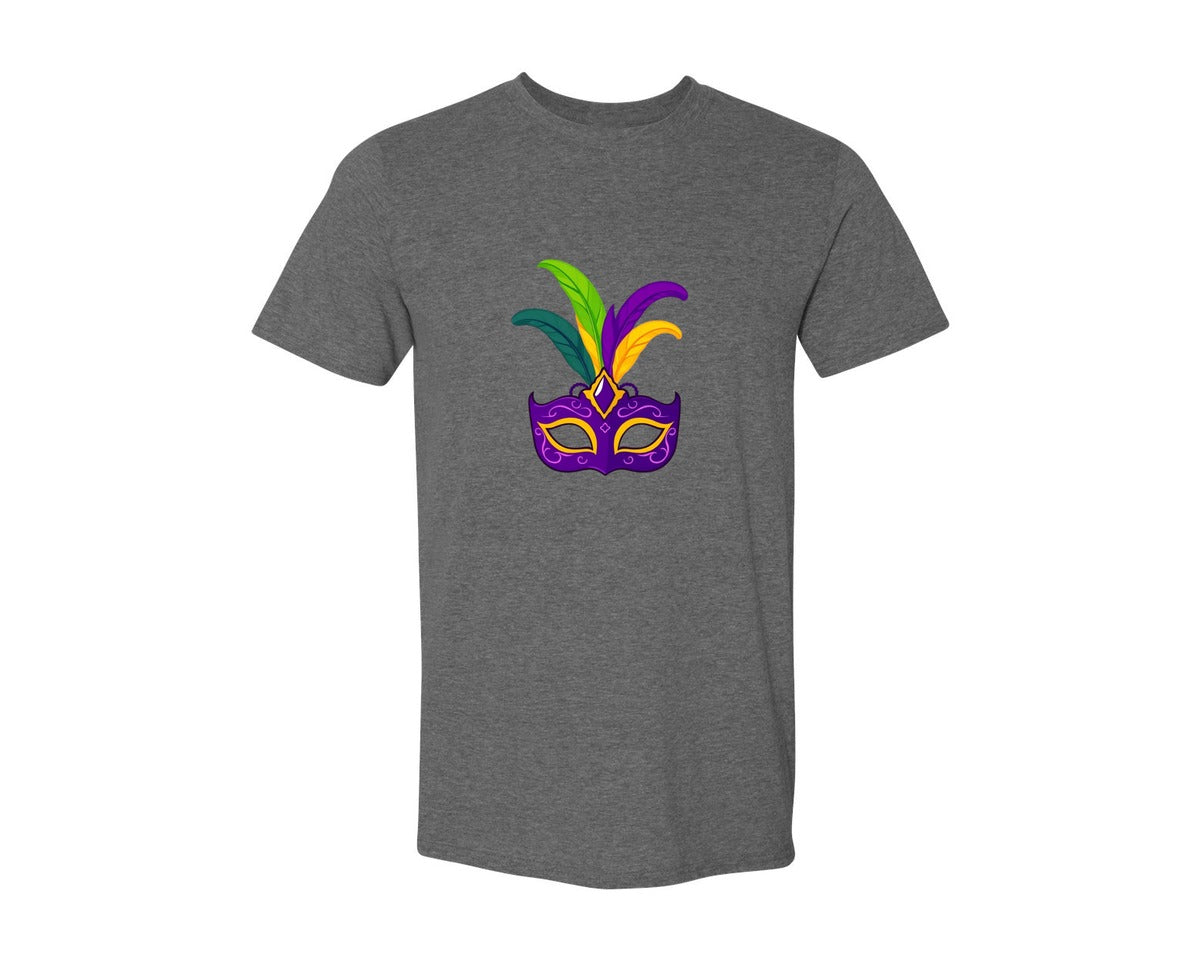 brand:Generic|color:Heather Dark Grey|Mardi Gras Mask T Shirt Design 4 Graphic T-Shirt
