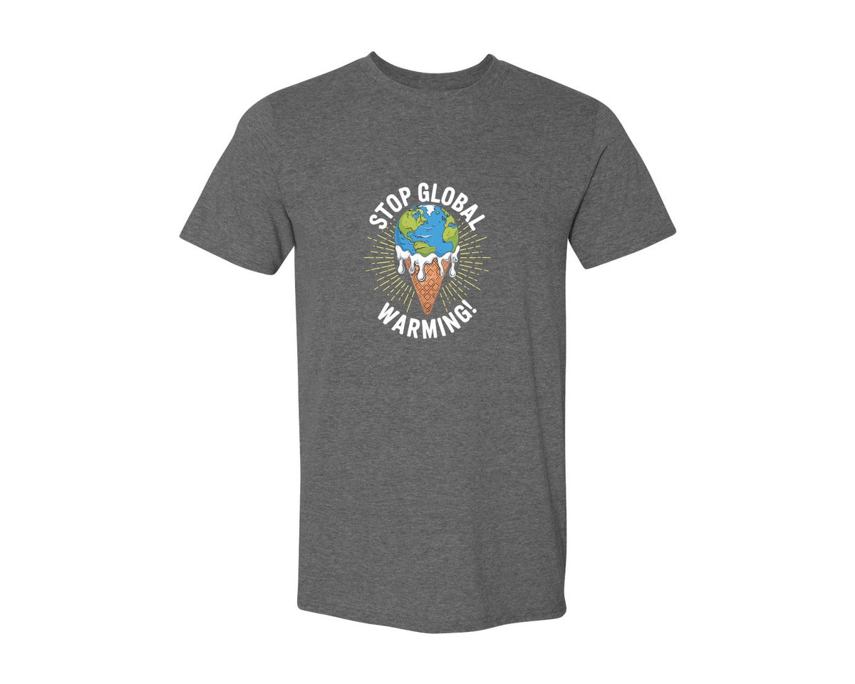 brand:Generic|color:Heather Dark Grey|Stop Global Warming Funny Cute Teacher 2 Graphic T-Shirt