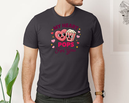 brand:Bella Canvas|color:Heather Dark Grey|Retro My Heart Pops For You Graphic T-Shirt