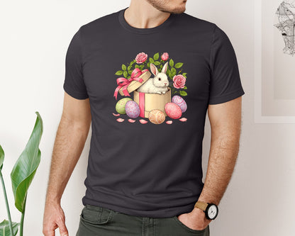 brand:Bella Canvas|color:Heather Dark Grey|Easter Bunny Bunny 2 Graphic T-Shirt