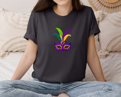 brand:Bella Canvas|color:Heather Dark Grey|Mardi Gras Mask T Shirt Design 4 Graphic T-Shirt
