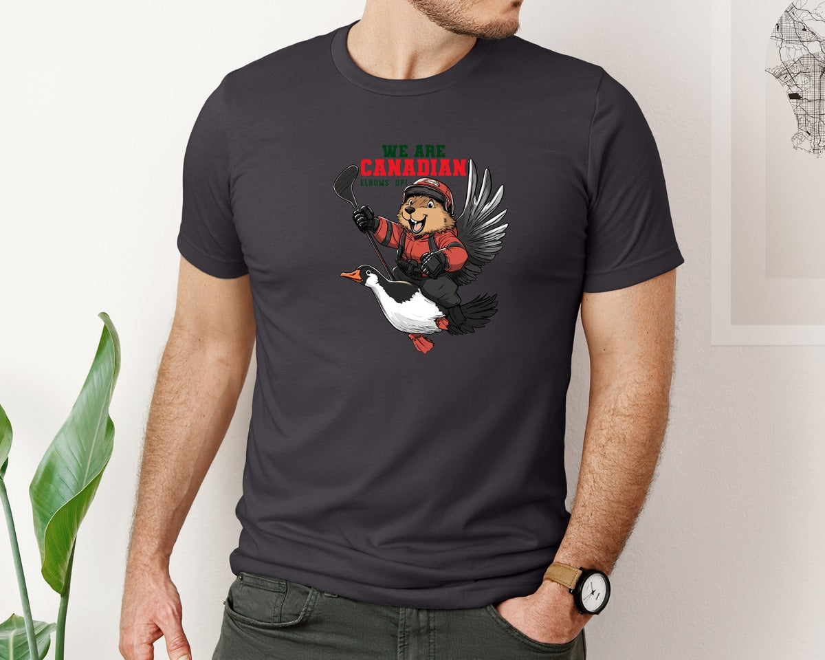 brand:Bella Canvas|color:Heather Dark Grey|We Are Canada Elbows Up Graphic T-Shirt