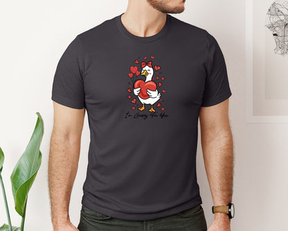 brand:Bella Canvas|color:Heather Dark Grey|Cute Lovely Goose Coquette Duck Valentin 2 Graphic T-Shirt