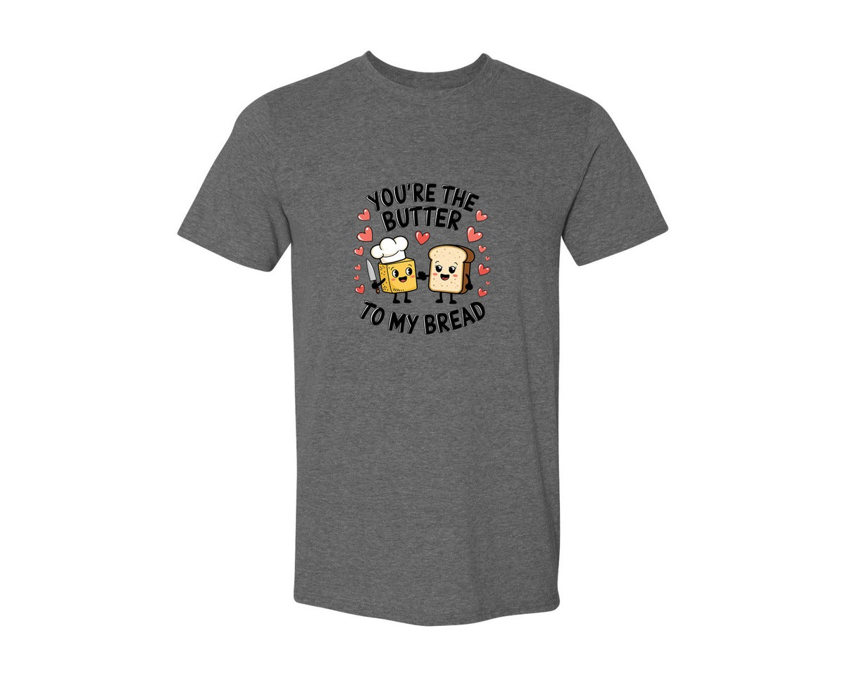 brand:Generic|color:Heather Dark Grey|Butter To My Bread 5 Graphic T-Shirt