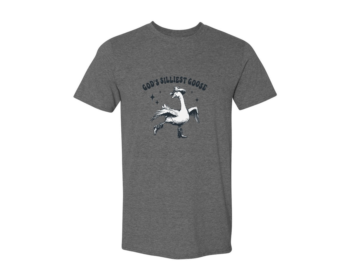 brand:Generic|color:Heather Dark Grey|Gods Silliest Cowboy Goose Dancing Shir Graphic T-Shirt