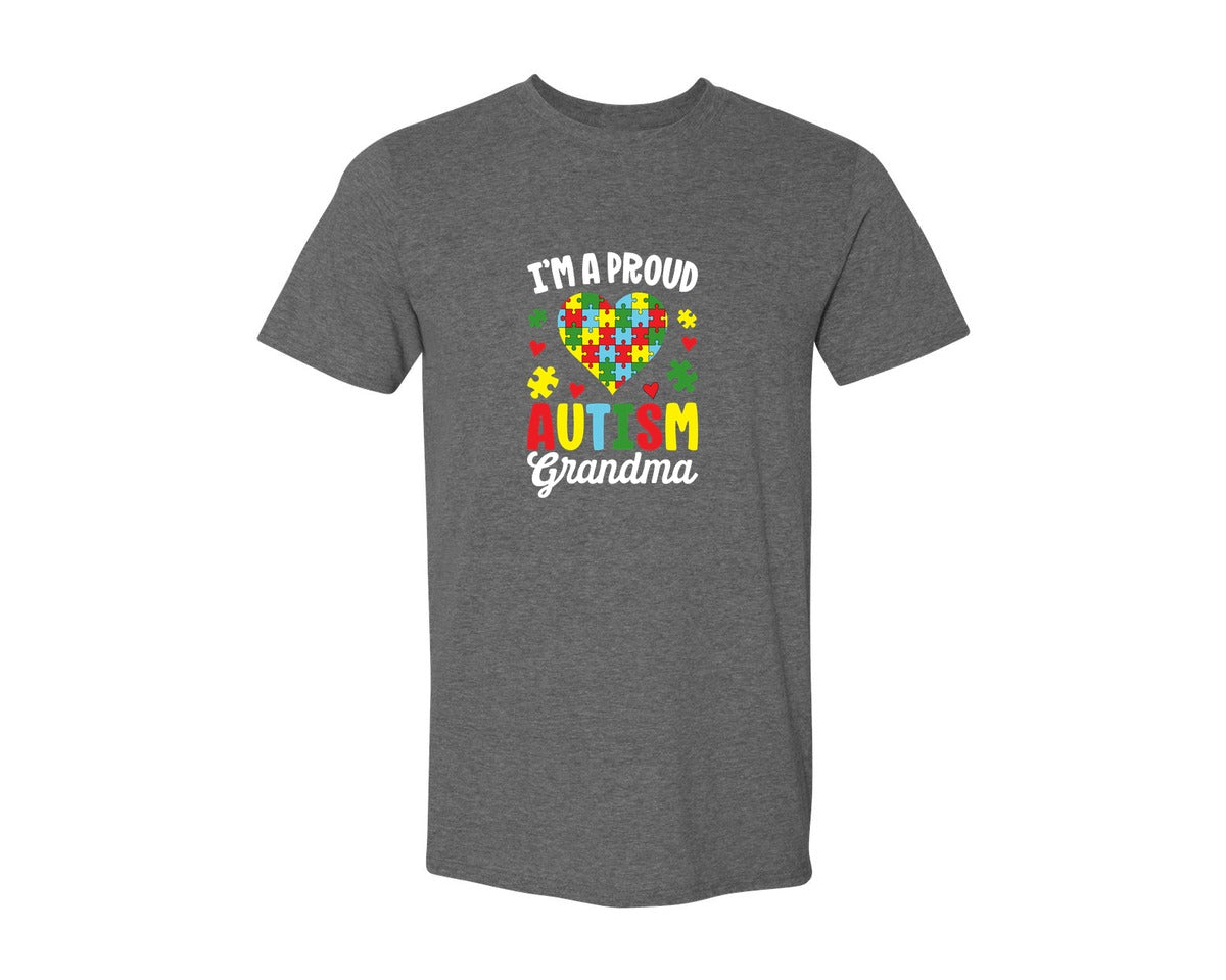 brand:Generic|color:Heather Dark Grey|Im A Proud Autism Grandma T Shirt Graphic T-Shirt