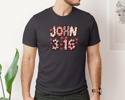 brand:Bella Canvas|color:Heather Dark Grey|John 316 Preppy Valentine 6 Graphic T-Shirt