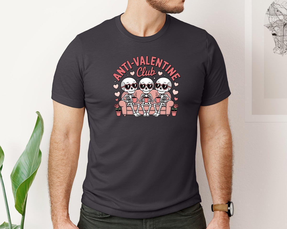 brand:Bella Canvas|color:Heather Dark Grey|Funny Valentines Anti Valentine Graphic T-Shirt