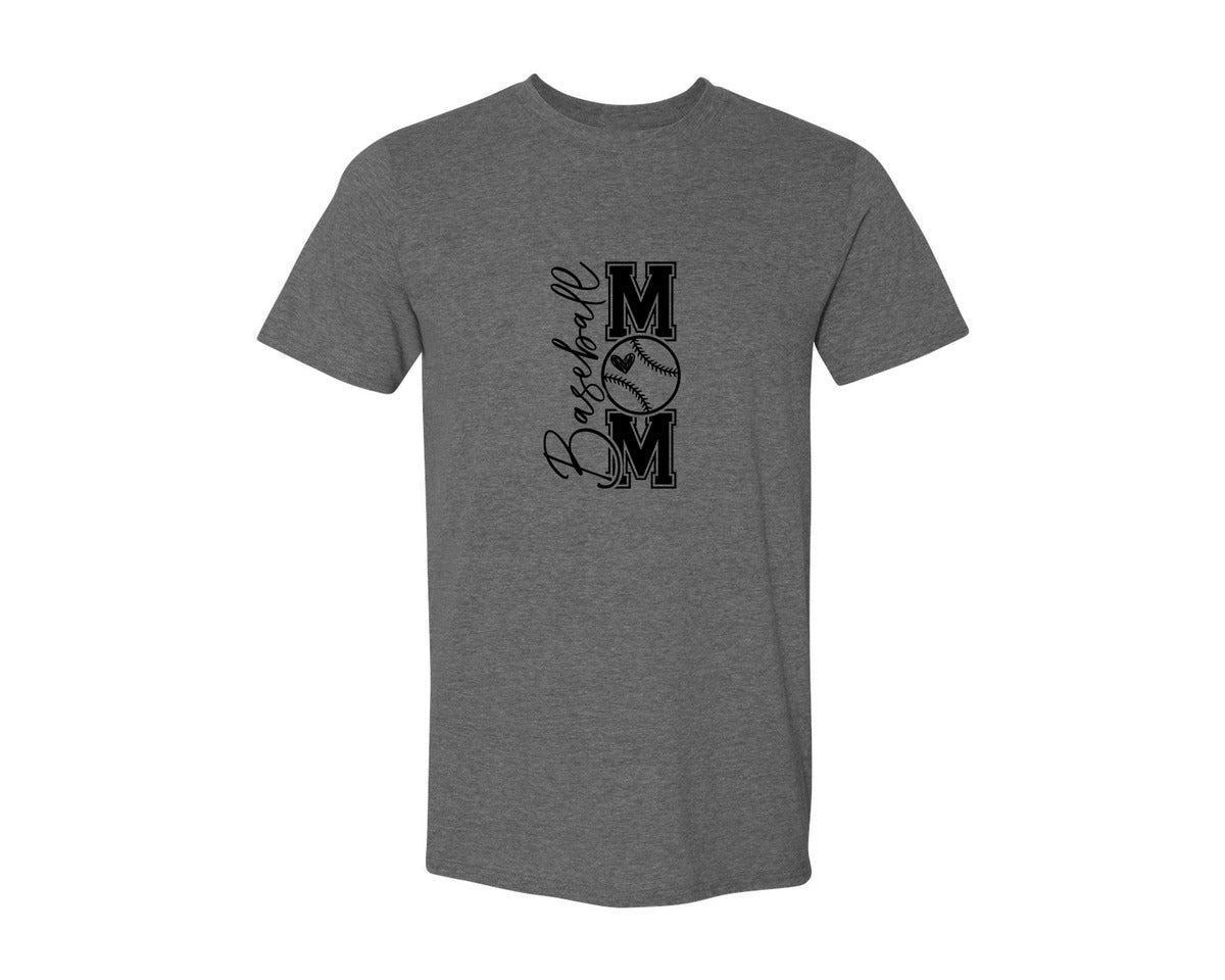 brand:Generic|color:Heather Dark Grey|Baseball Mom Baseball Mom 2 Graphic T-Shirt