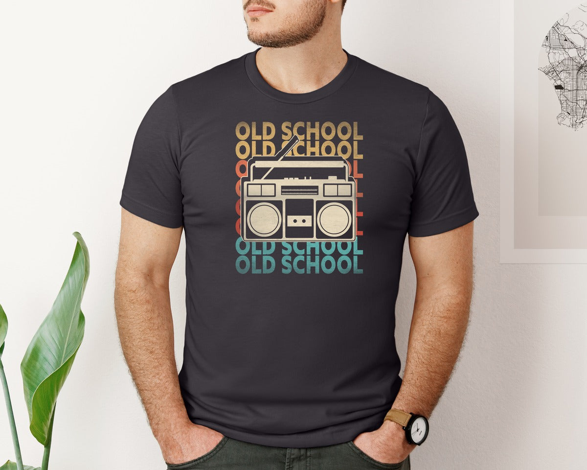 brand:Bella Canvas|color:Heather Dark Grey|Retro 80S 90S Old School T Shirt Design Graphic T-Shirt