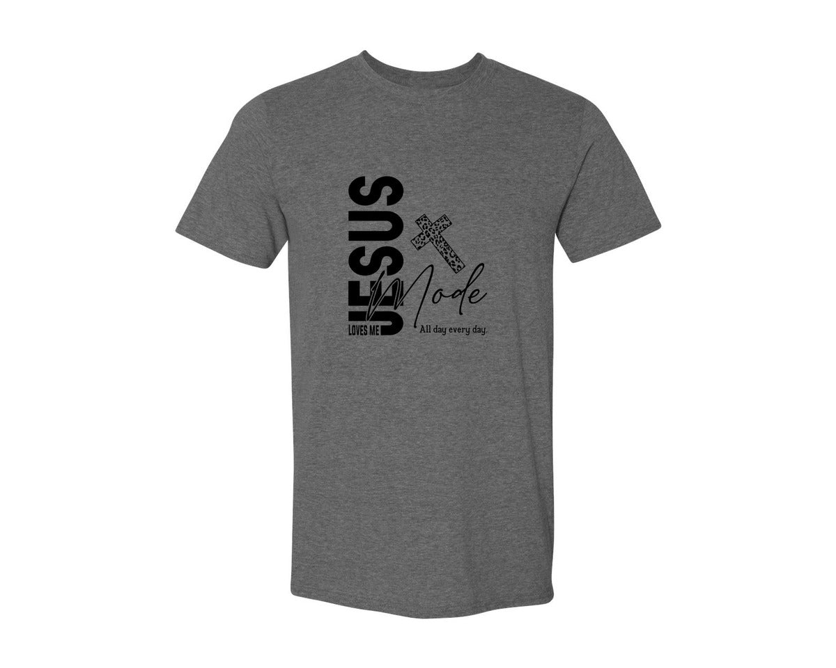 brand:Generic|color:Heather Dark Grey|Jesus Loves Me Love Like Jesus Graphic T-Shirt