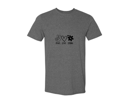 brand:Generic|color:Heather Dark Grey|Peace Love Spring 4 Graphic T-Shirt
