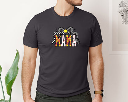 brand:Bella Canvas|color:Heather Dark Grey|Retro Softball Mama Coquette 4 Graphic T-Shirt